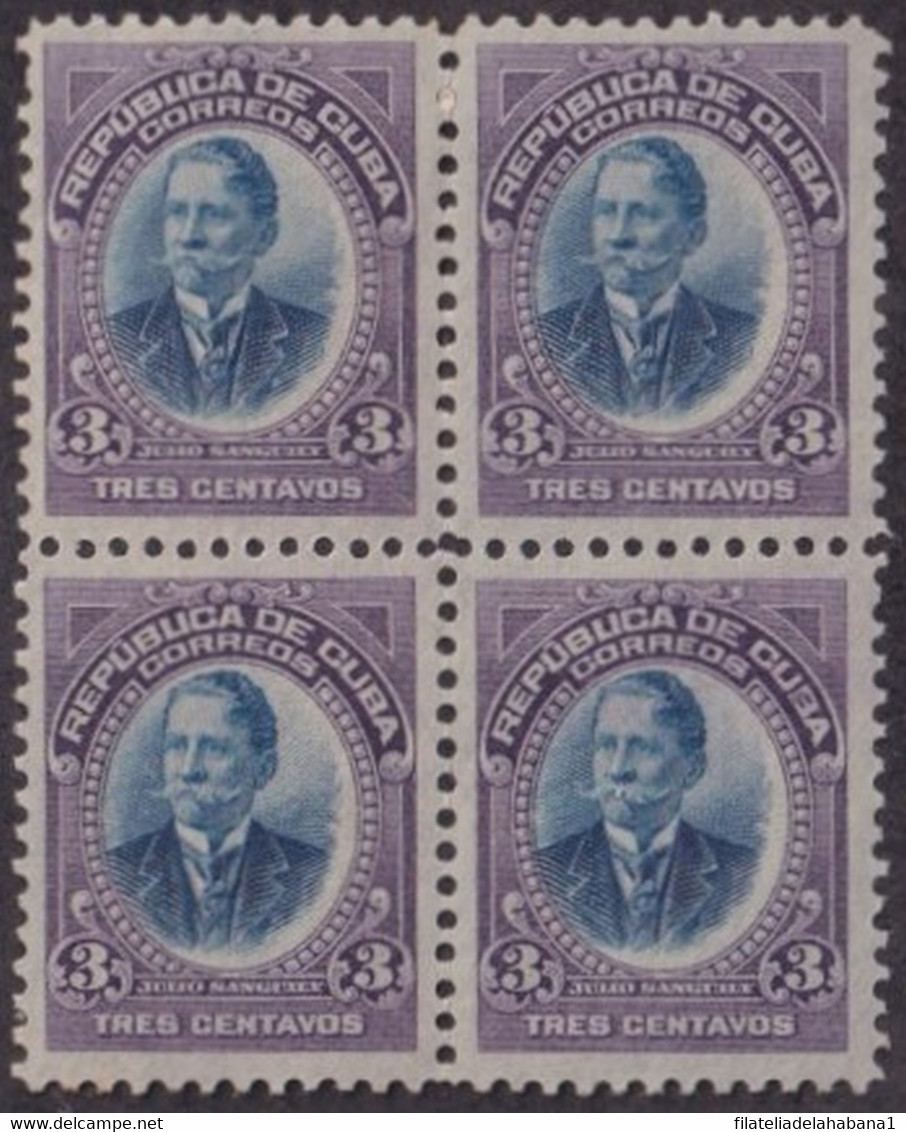 1910-195 CUBA REPUBLICA 1910 3c MNH JULIO SANGUILY ERROR DISPLACED CENTER PATRIOT. - Neufs