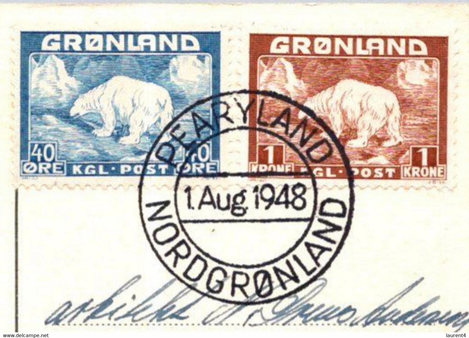 (3 C 17) Greenland Posted Postcard - 1948 (polar Bear & King) - Lettres & Documents