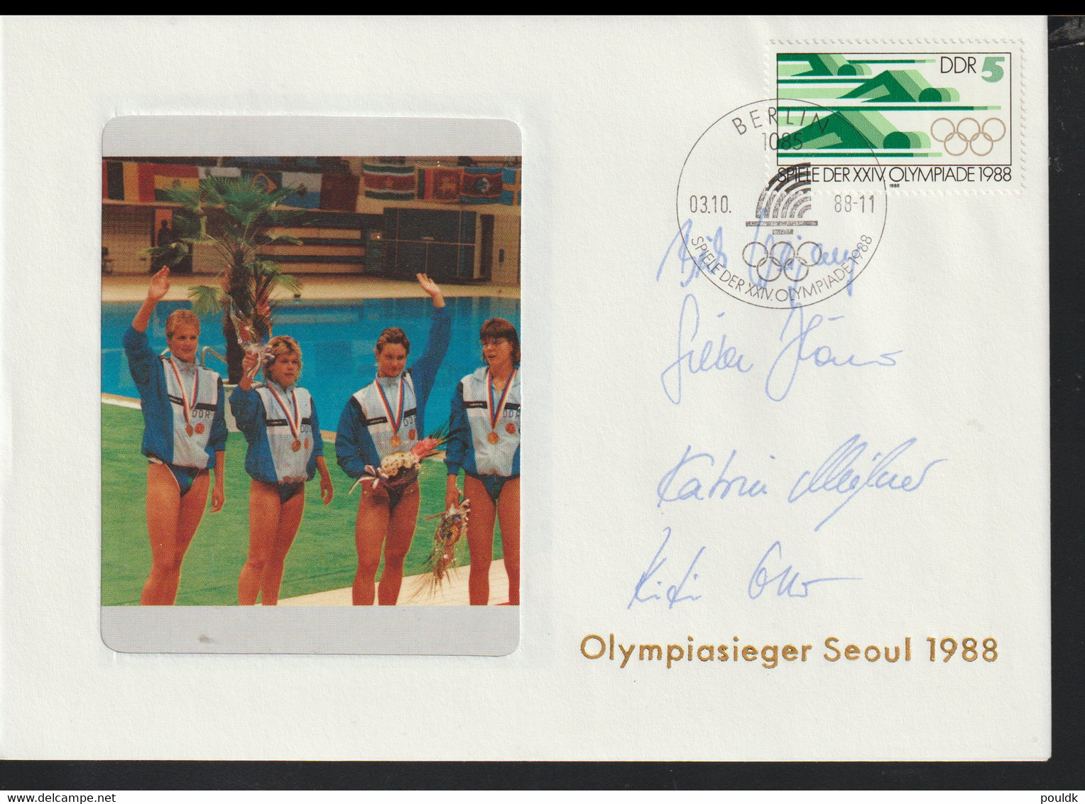 DDR Autograph Cover 1988 Seoul Olympic Games - Gold Women Team Swimming. Uncertain If Its Real Signature Or Faksimile - Estate 1988: Seul