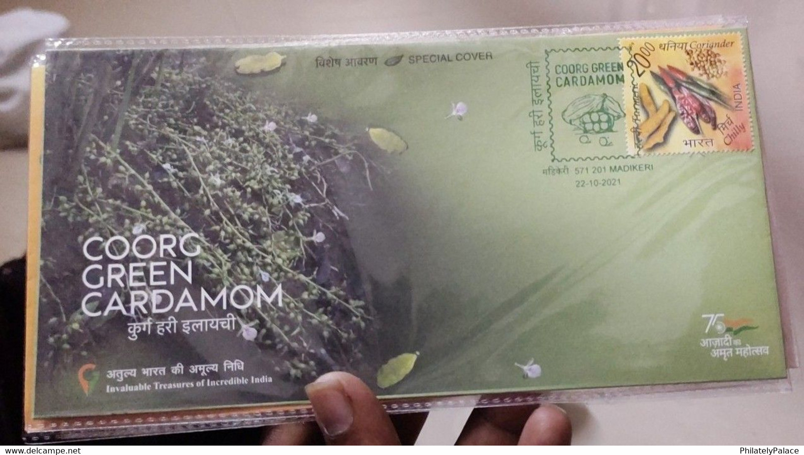 India 2021 Coorg Green Cardamom GI Tag Special Cover Fruit, Spices Curry, Food ,Gastronomy Nature Plant (**) Inde Indien - Brieven En Documenten