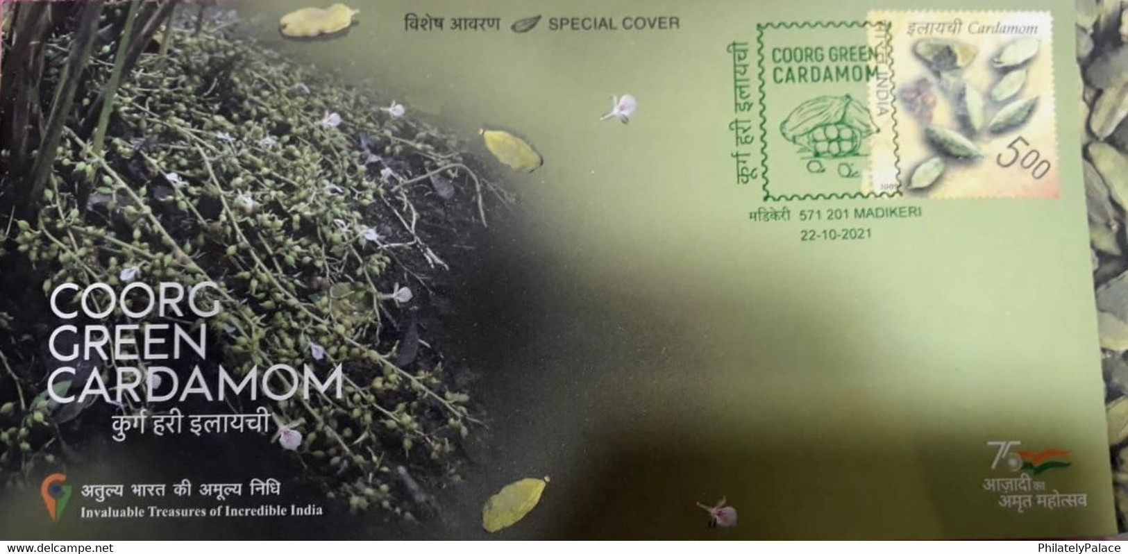 India 2021 Coorg Green Cardamom GI Tag Special Cover Fruit, Spices Curry, Food ,Gastronomy Nature Plant (**) Inde Indien - Covers & Documents