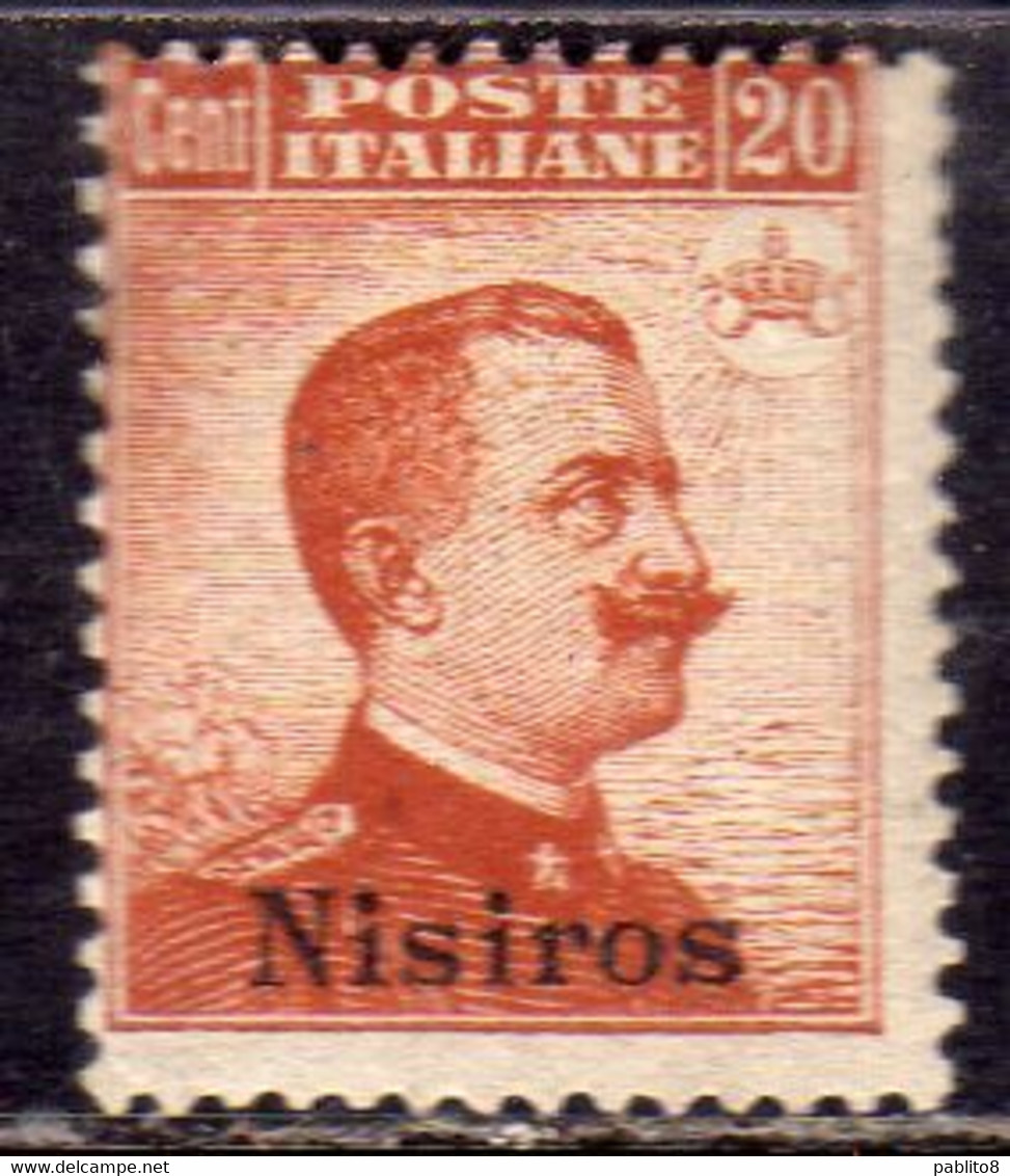 COLONIE ITALIANE EGEO 1917 NISIRO (NISIROS) SOPRASTAMPATO D'ITALIA OVERPRINTED CENT. 20 SENZA FILIGRANA UNWATERMARK MNH - Aegean (Nisiro)