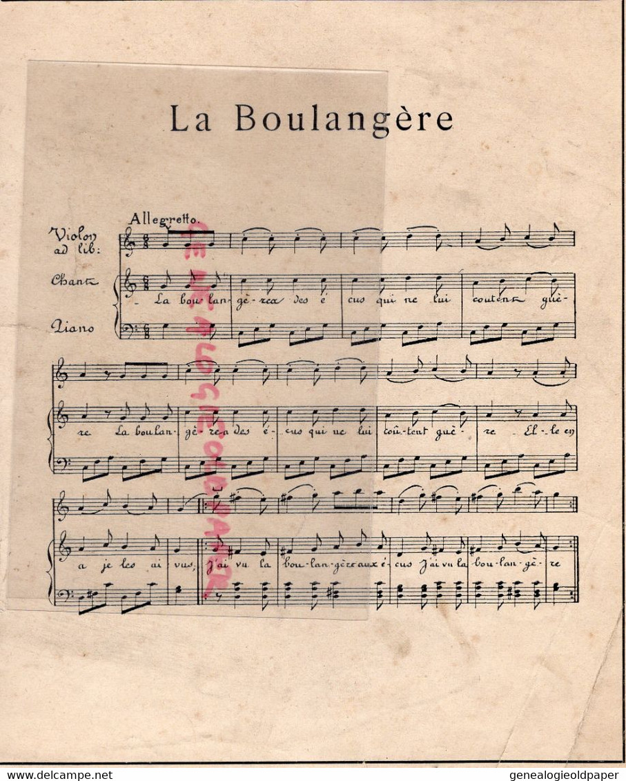 PARTITION MUSIQUE- LA BOULANGERE - BOULANGERIE - Noten & Partituren