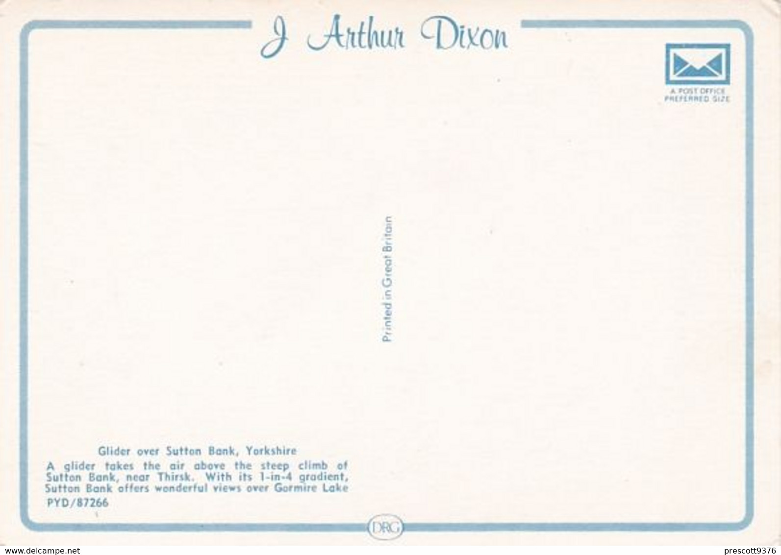 Glider Over Sutton Bank - Unused Postcard - Yorkshire - J Arthur Dixon - - Whitby