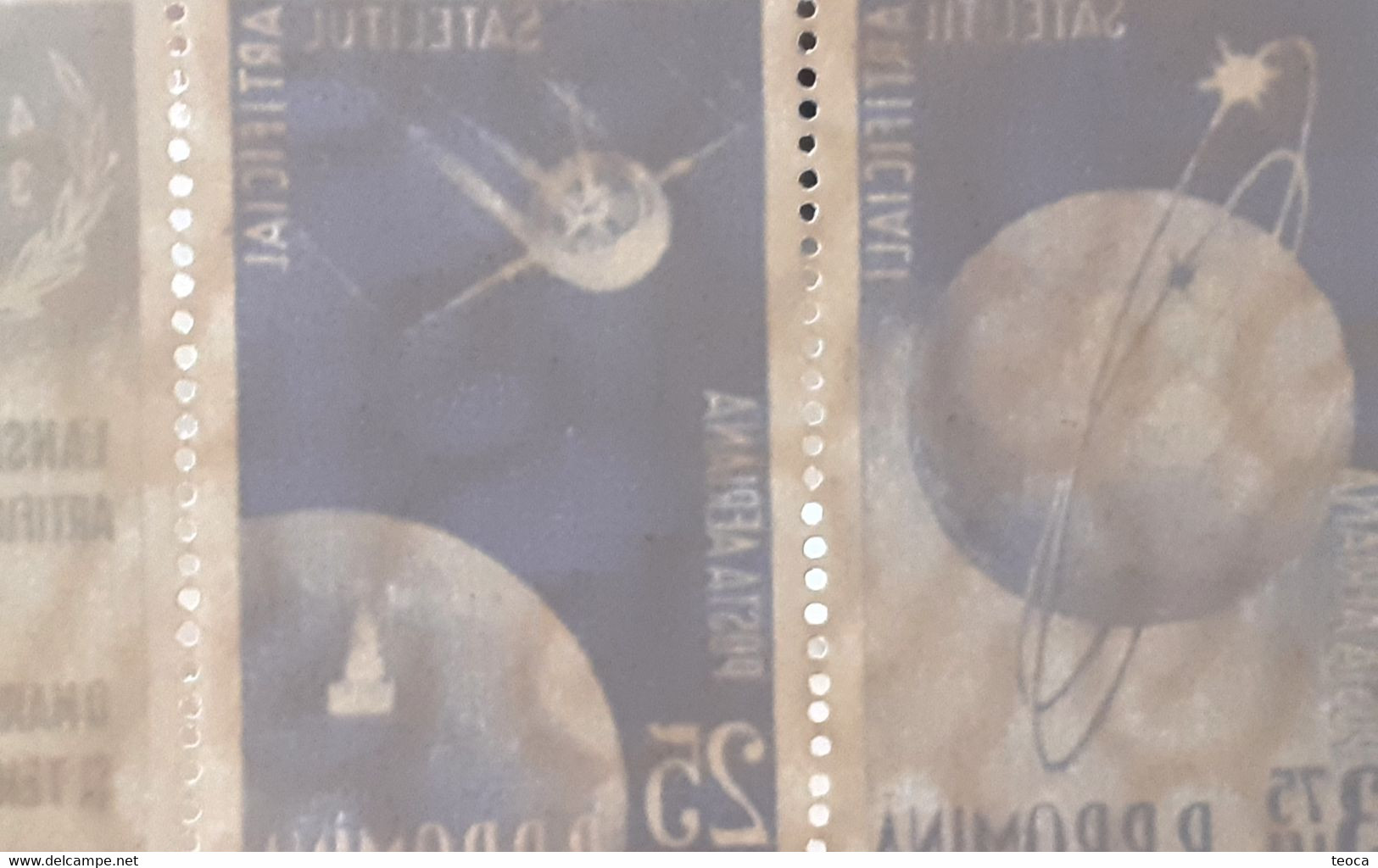 Errors Romania 1957 # Mi 1678, 1680  Artificial Satellites, Space, Cosmos, Dot Printing, Inverted Watermark - Abarten Und Kuriositäten