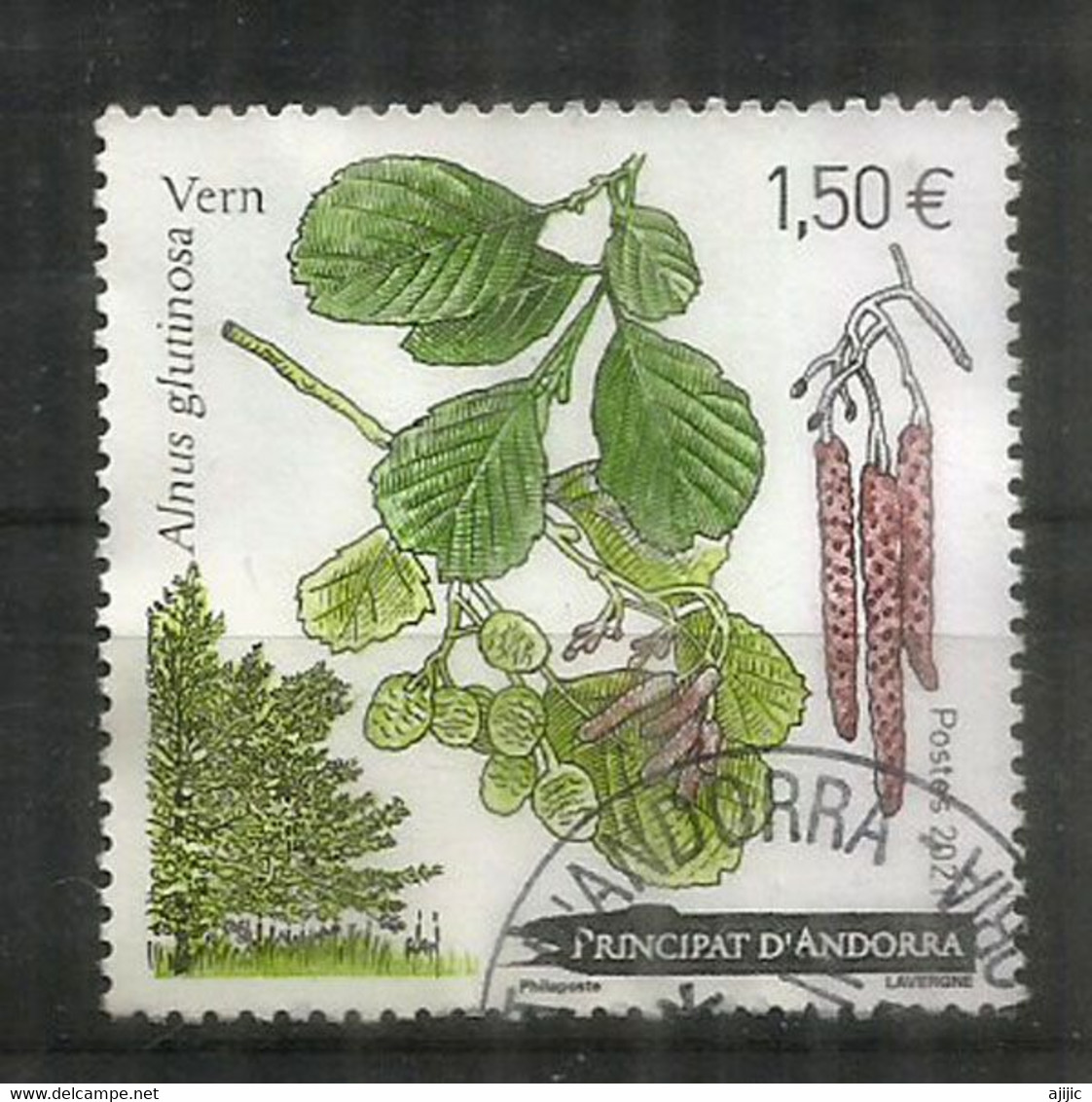 2021. Arbre Et Feuilles De L’aulne Noir (vergne) Timbre Oblitéré, 1 ère Qualité,  AND.FR - Used Stamps