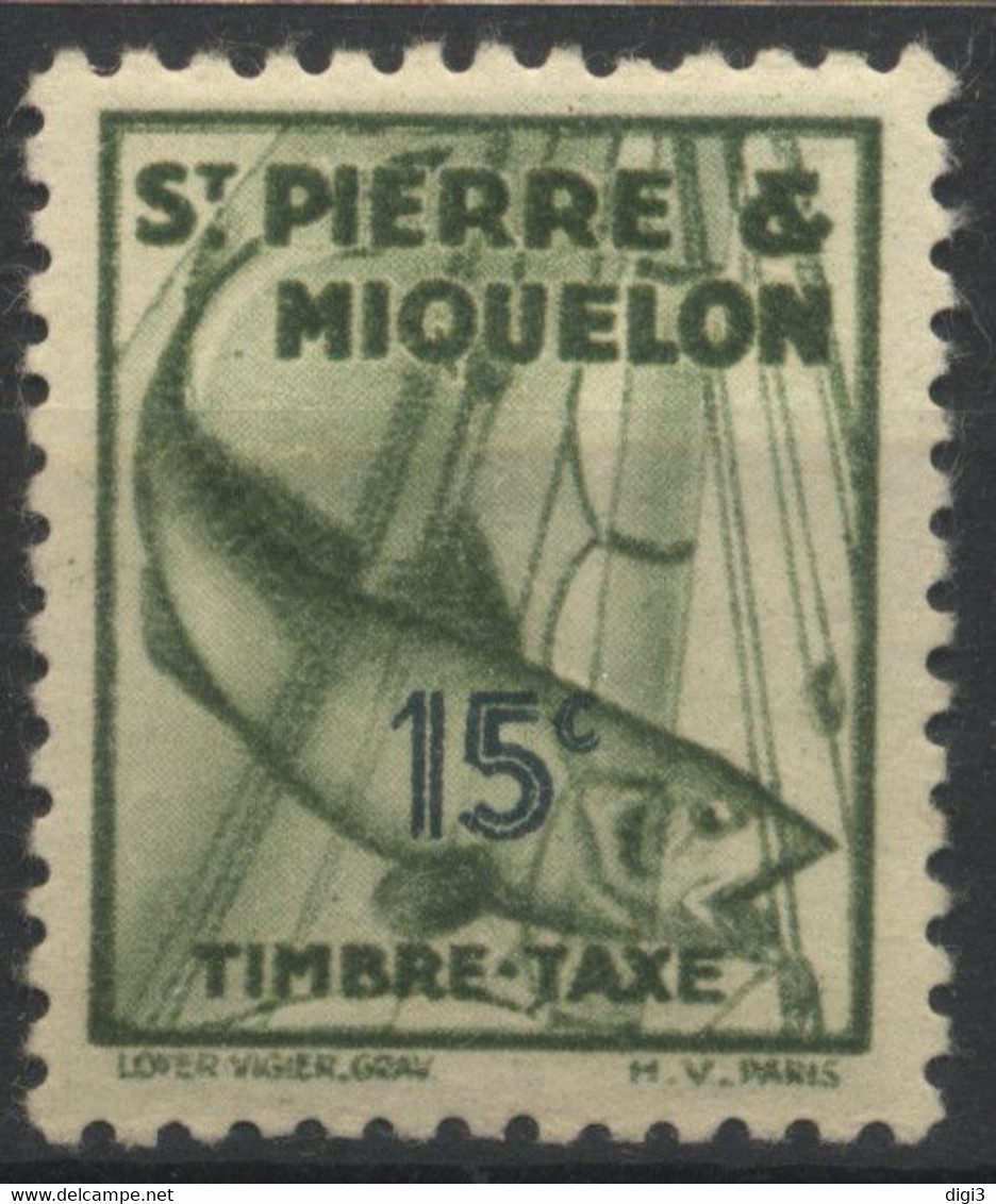 St.Pierre Et Miquelon, 1938, Timbre Taxe, Morue, 15 C., Neuf MH* - Impuestos