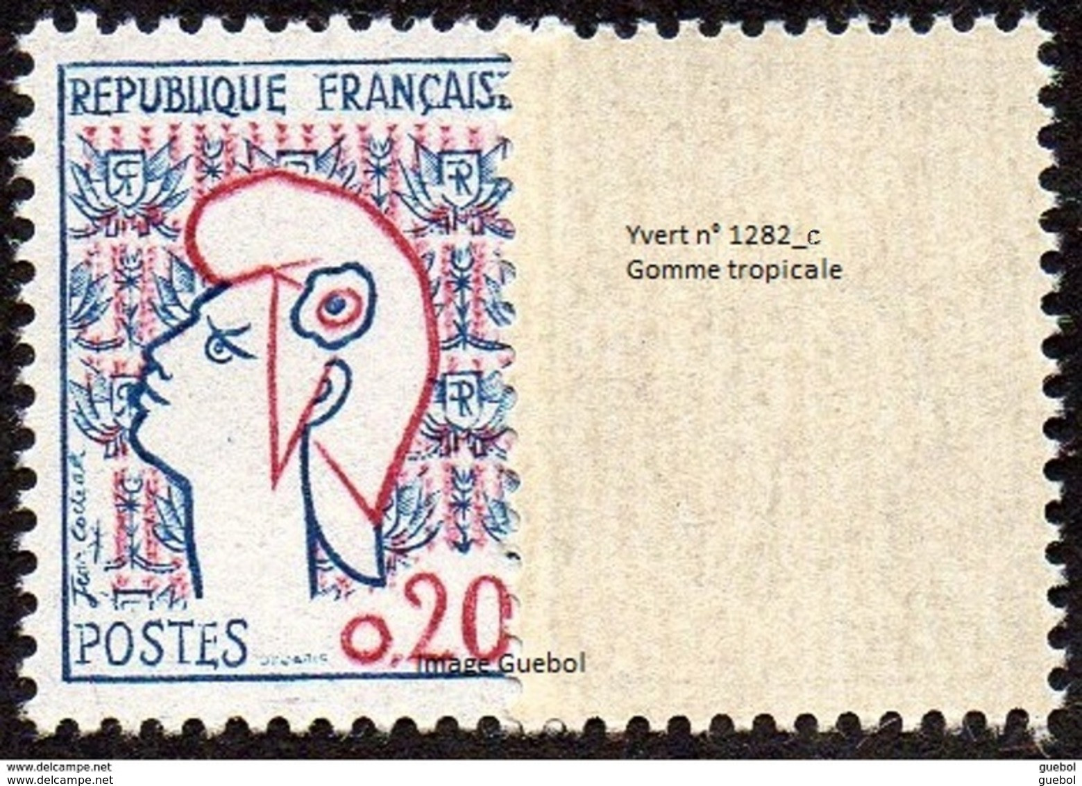 France Variété N° 1282 C ** Marianne De Cocteau -  Gomme Tropicale - Neufs