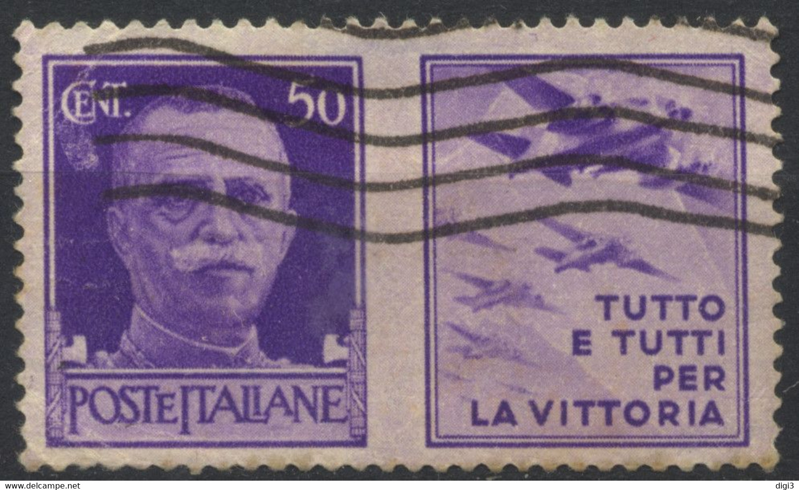 Regno, 1942, Imperiale, Propaganda Di Guerra, "Tutto E Tutti Per La Vittoria", 50 C., Usato - Oorlogspropaganda