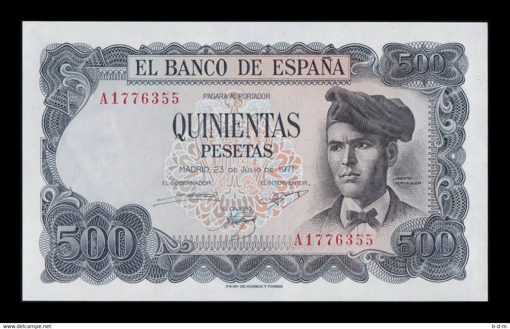 España 500 Pesetas J. Verdaguer 1971 Pick 153 Serie A SC UNC - 500 Peseten