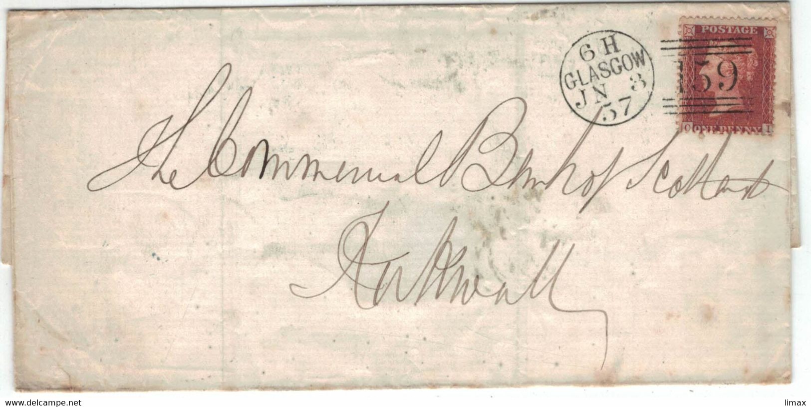 Bank Of England Glasgow 1857 JN3 6H 159 > Thurso JN5 > Per Schiff Orkney-Inseln > Kirkwall - Wachssiegel - Covers & Documents