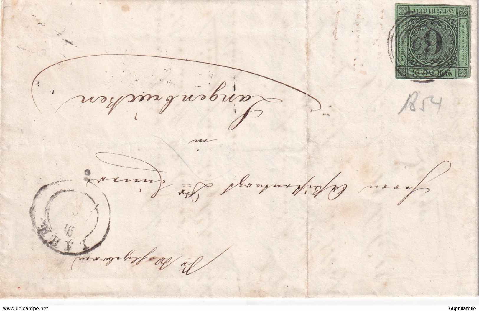 BADEN 1854 LETTRE DE LAHR - Briefe U. Dokumente