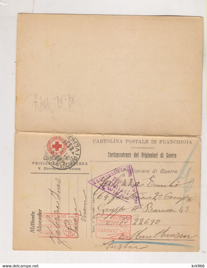 ITALY 1917 WW I POW Nice Censored Stationery To AUSTRIA - Andere & Zonder Classificatie