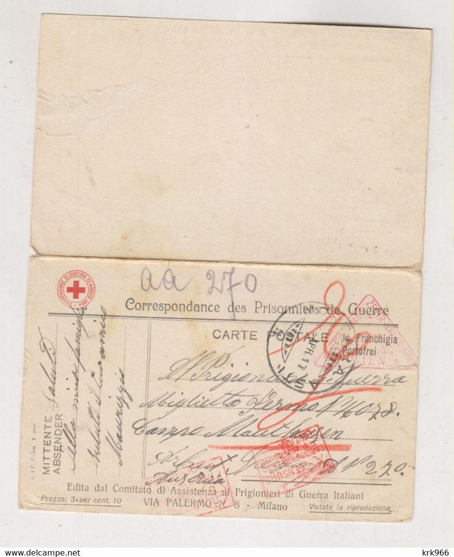 ITALY 1917 WW I POW Nice Censored Stationery To AUSTRIA - Sonstige & Ohne Zuordnung