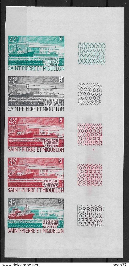 St Pierre Et Miquelon N°406 Bandes De 5 Essais De Couleur - Non Dentelé -  Neuf ** Sans Charnière - TB - Imperforates, Proofs & Errors