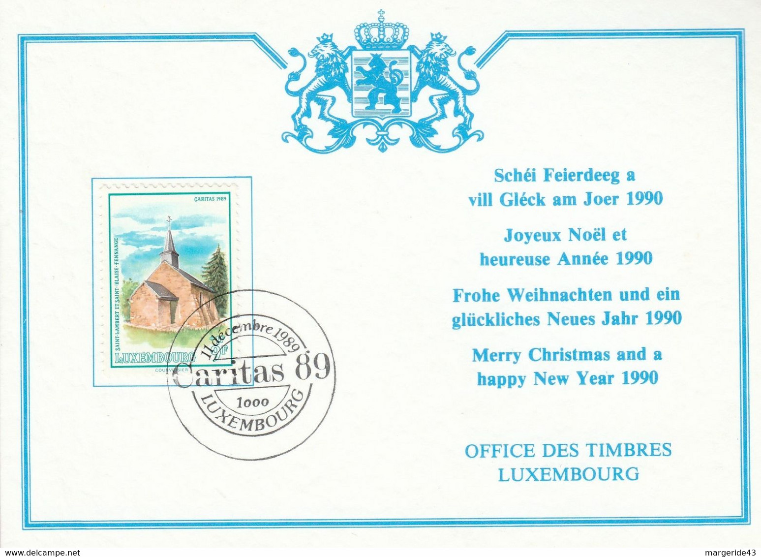 LUXEMBOURG CARTE DE VOEUX 1989 - Franking Machines (EMA)