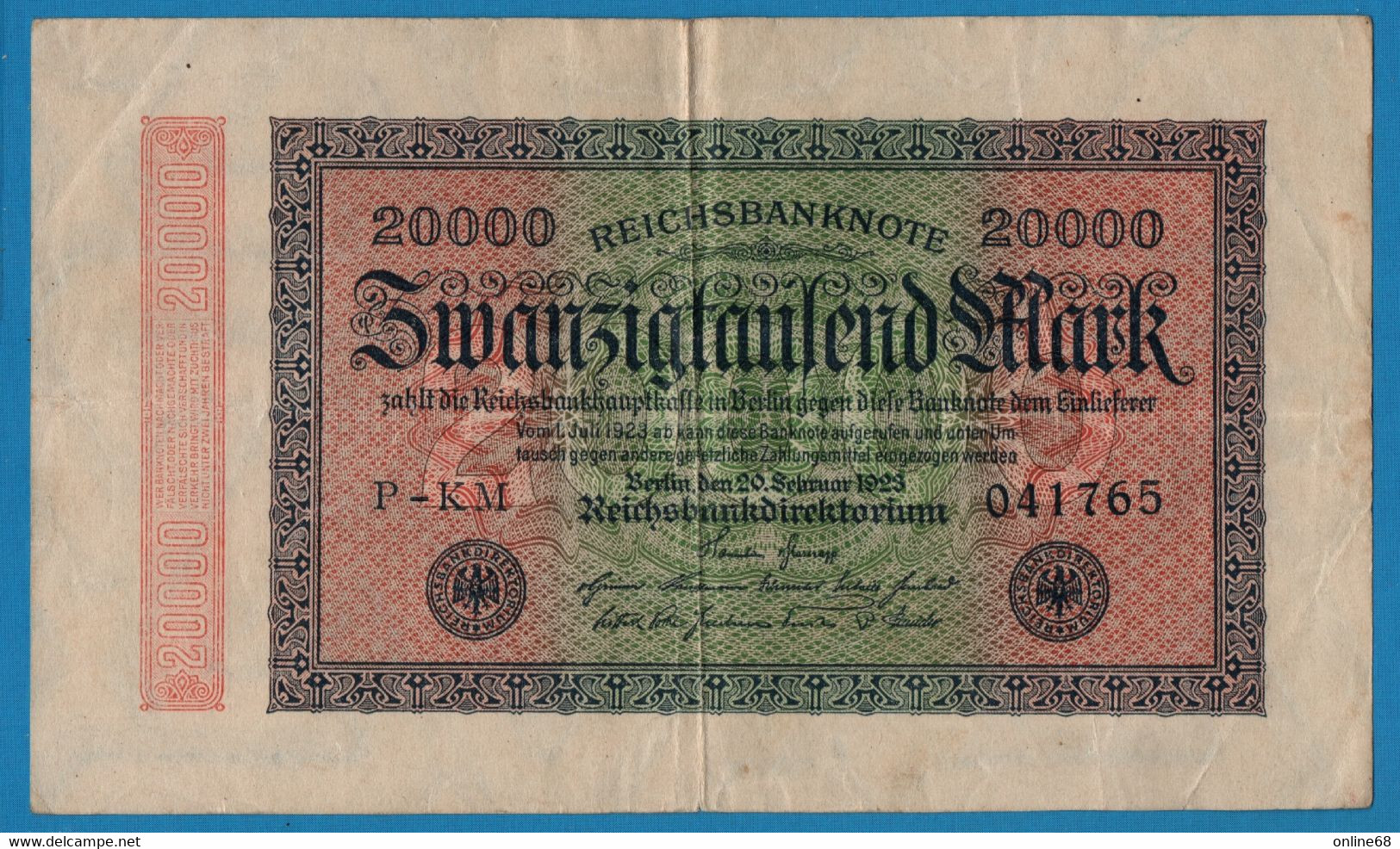 DEUTSCHES REICH 20000 MARK 20.02.1923 # P-KM 041765 P# 85b - 20000 Mark