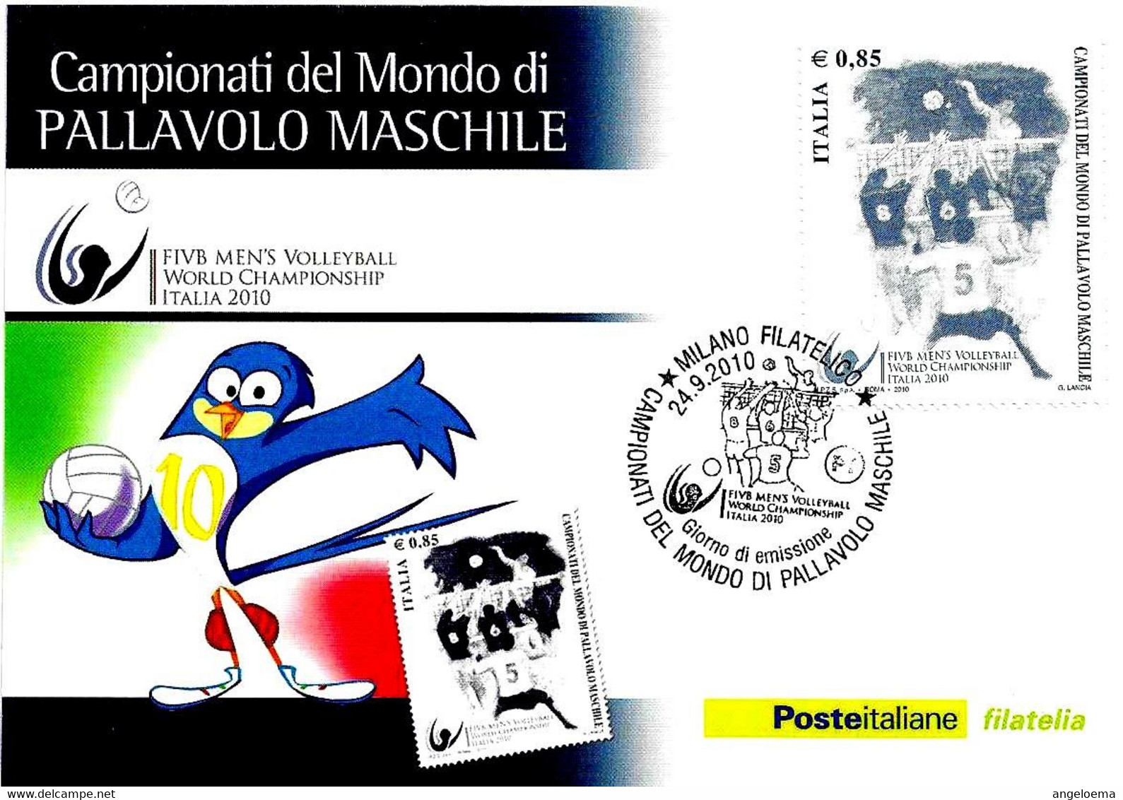 ITALIA - 2010 MILANO Campionati Mondo Pallavolo Maschile FIVB VOLLEY WORLD CHAMPIONSHIP Su Cartolina PT Fdc - 5936 - 2001-10: Storia Postale