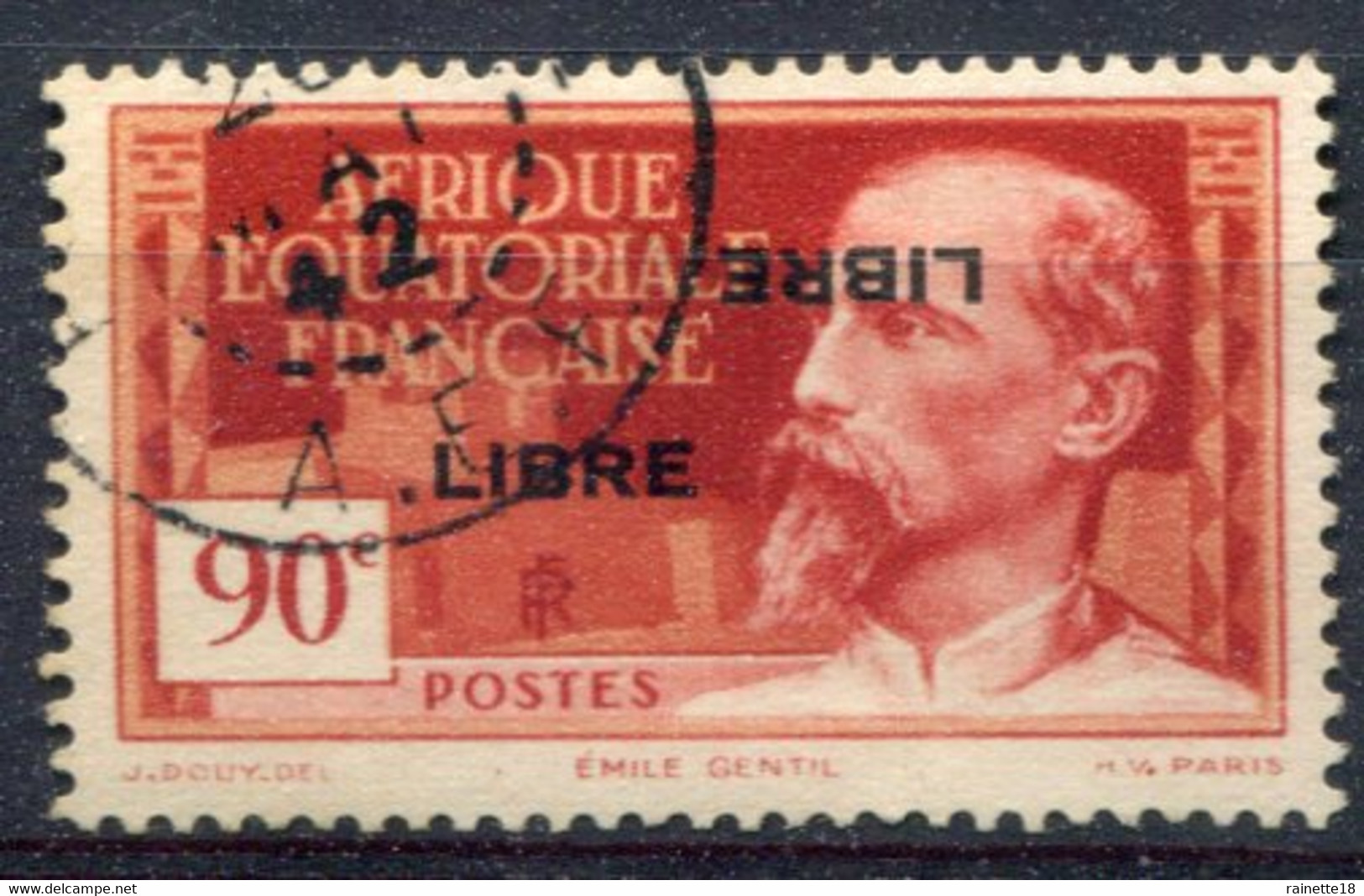 Afrique Equatoriale Française         114b Oblitéré  Double Surcharge Dont Une Renversée - Used Stamps