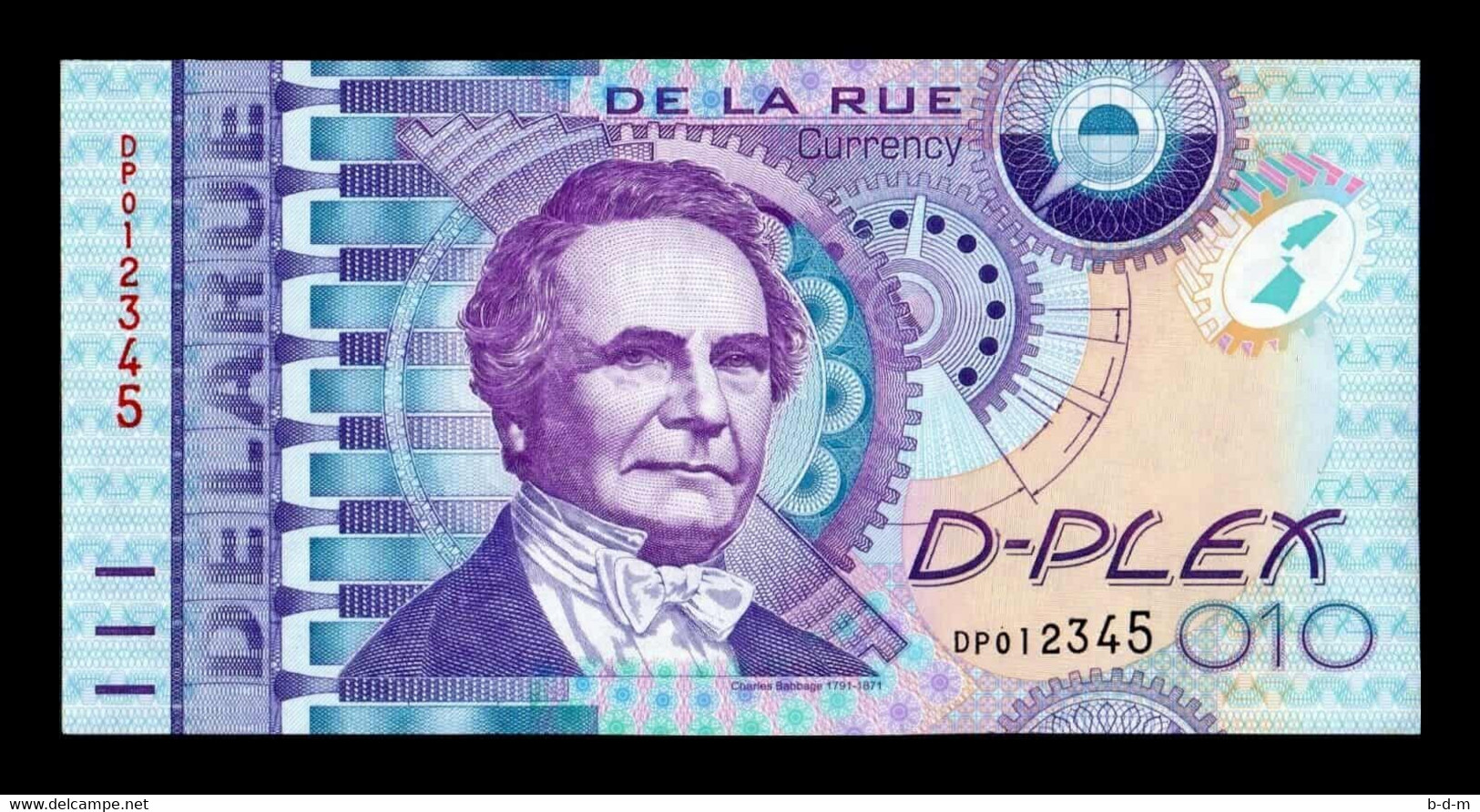 Test Note De La Rue Currency 010 Units - Charles Babbage 2000s - Autres & Non Classés
