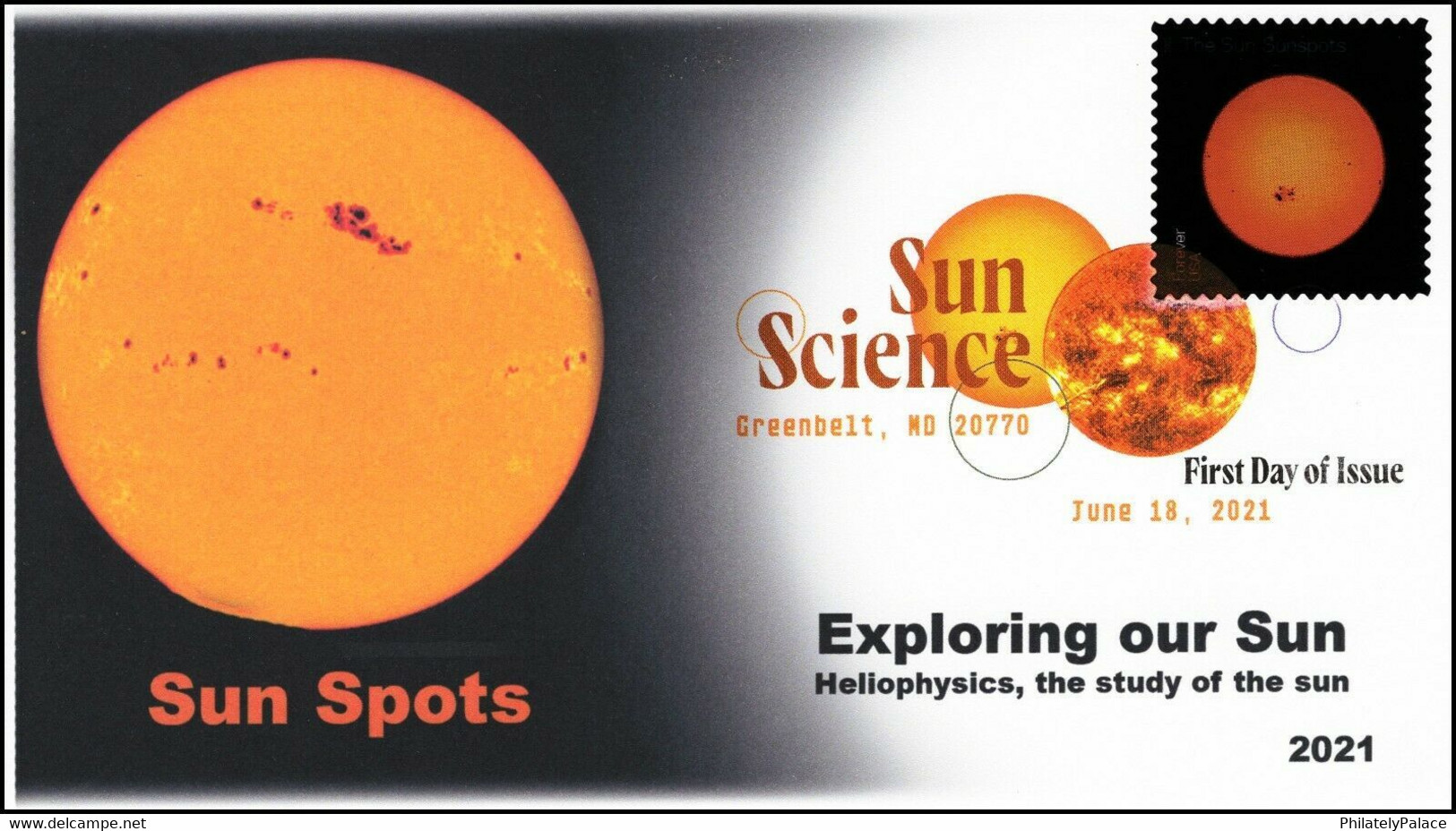 2021 NEW *** USA United States Sun Science, FDC, Digital Color Postmark,Sun Spots, Solar System, Galaxy (**) - Lettres & Documents