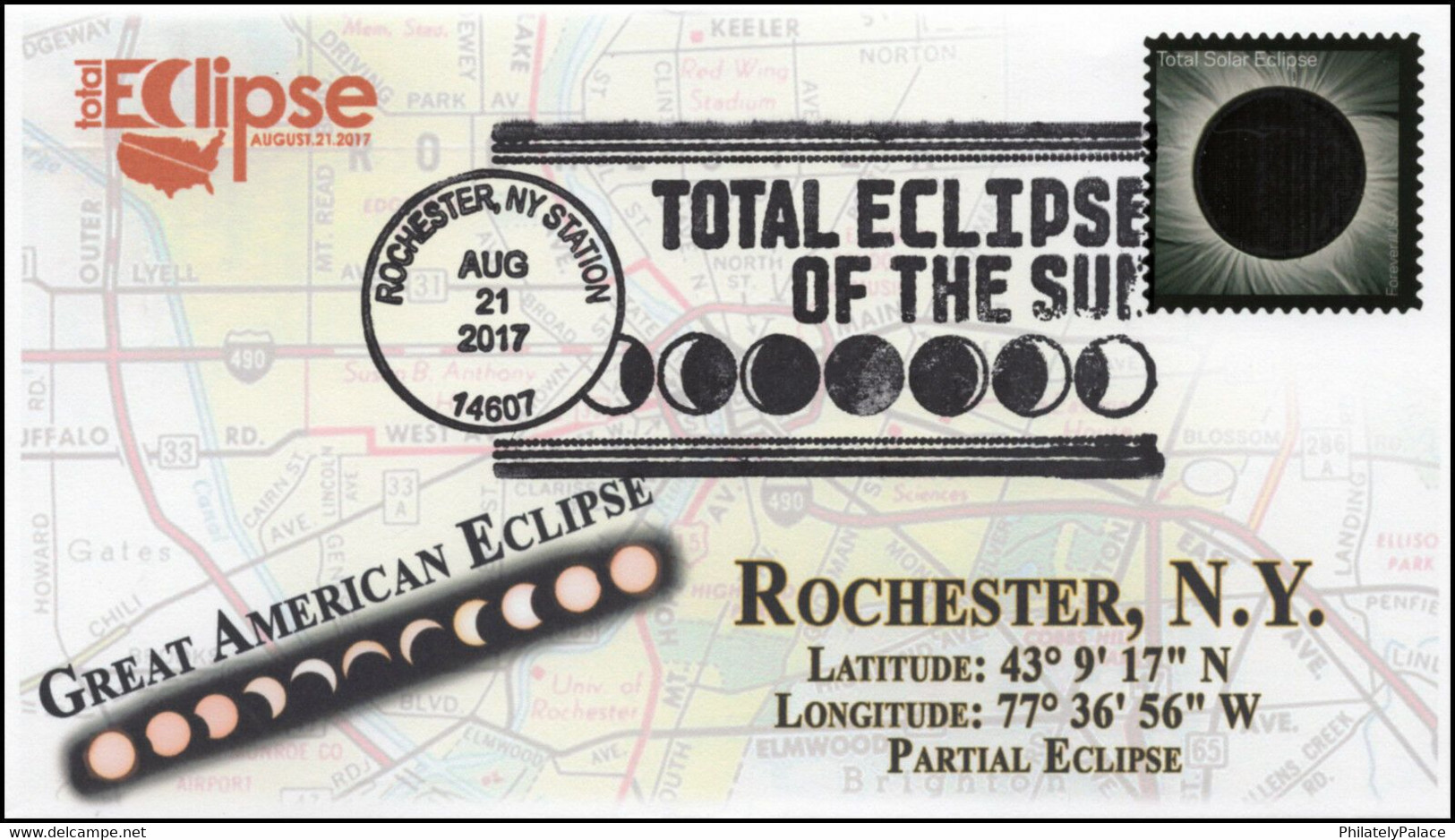 2018 *** USA United States Total Solar Eclipse, Astronmy Solar System, Galaxy , Pictorial Cancel, Big Cancel (**) - Storia Postale