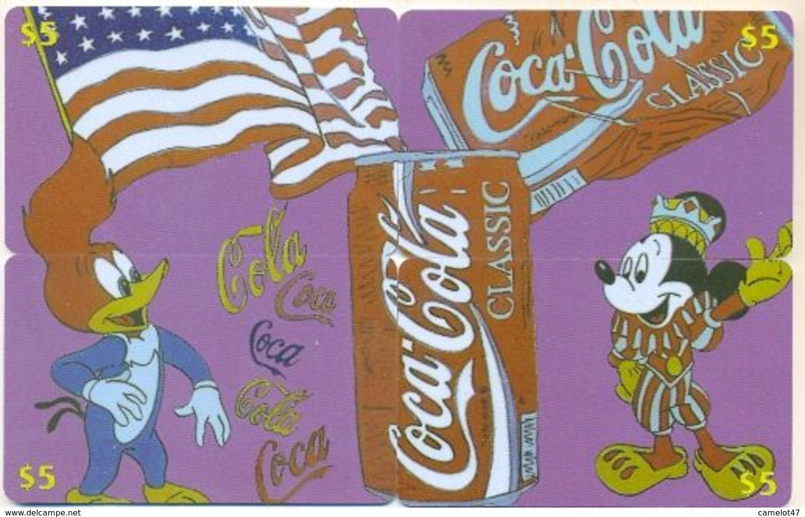 Coca Cola, Disney, Looney Tunes, $5, LDPC, 4 Prepaid Calling Cards, PROBABLY FAKE, # Cc-1 - Puzzles