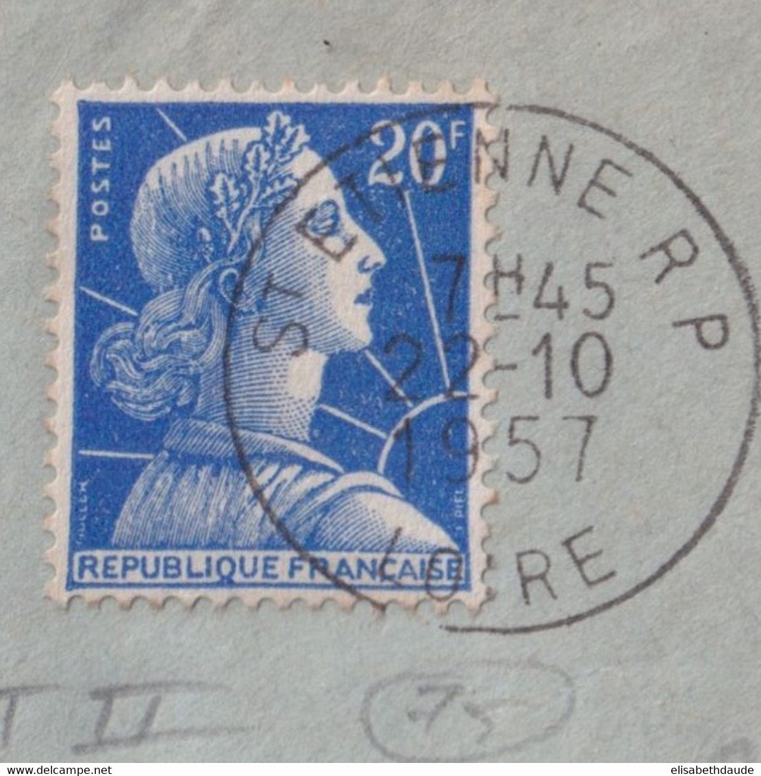 1957 - MULLER TYPE II - ENVELOPPE De ST ETIENNE (LOIRE) => ROCHEFORT - 1955-1961 Marianne Of Muller