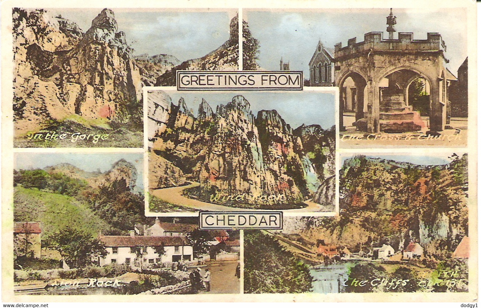 SCENES FROM CHEDDAR, SOMERSET, ENGLAND. Circa 1950 USED POSTCARD Am2 - Cheddar