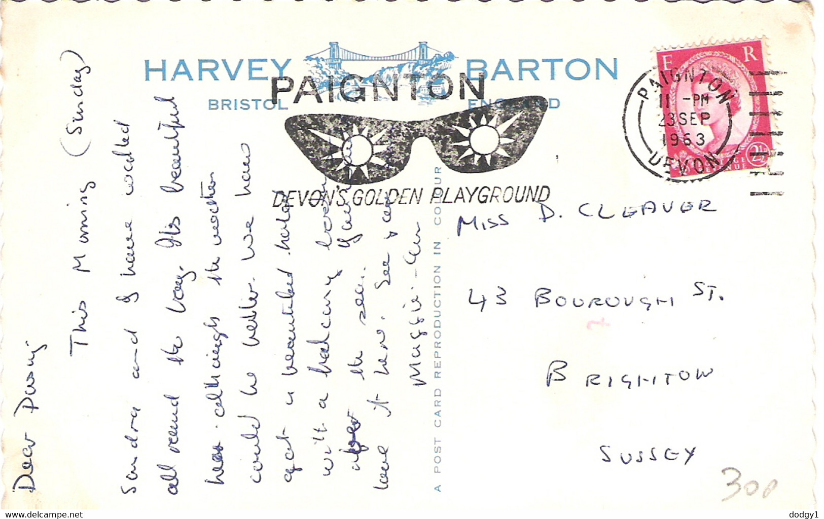 HARBOUR AND SEAFRONT, PAIGNTON, DEVON, ENGLAND. Circa 1953 USED POSTCARD Am2 - Paignton