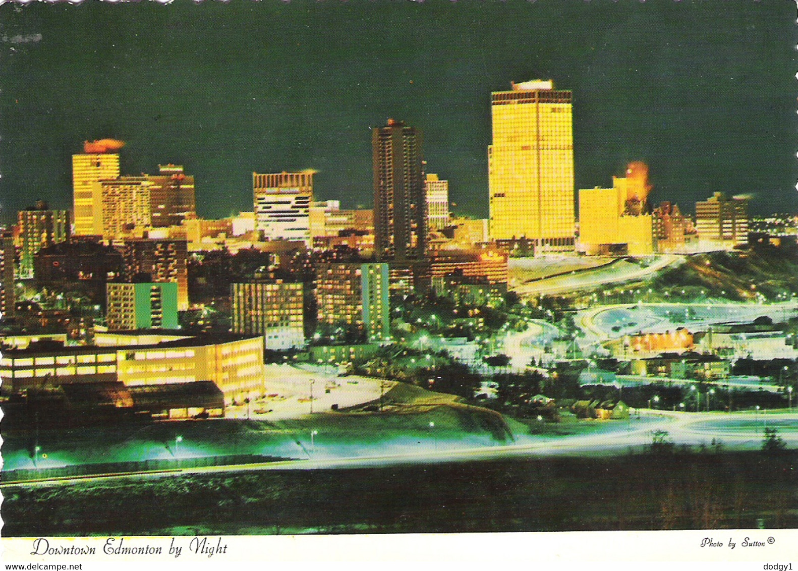 DOWNTOWN EDMONTON AT NIGHT, ALBERTA, CANADA.. Circa 1974 USED POSTCARD Am6 - Edmonton