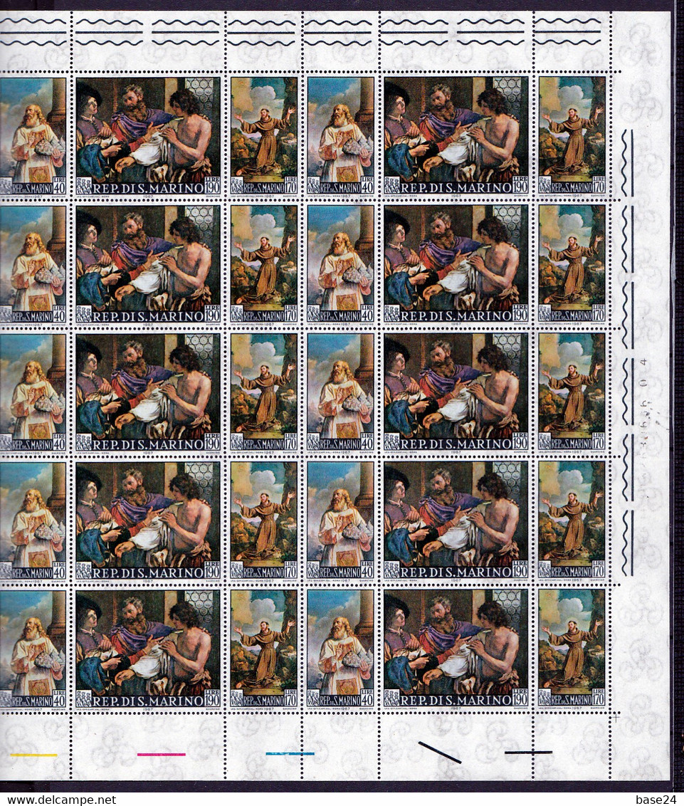 1967 San Marino Saint Marin GUERCINO Minifoglio Di 10 Trittici  MNH** Triptych Sheet - Blocchi & Foglietti