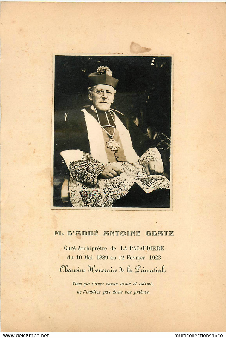 241121A - 42 LA PACAUDIERE M L'ABBE ANTOINE GLATZ Curé Archiprêtre - Document Décès Faire Part Religieux - La Pacaudiere