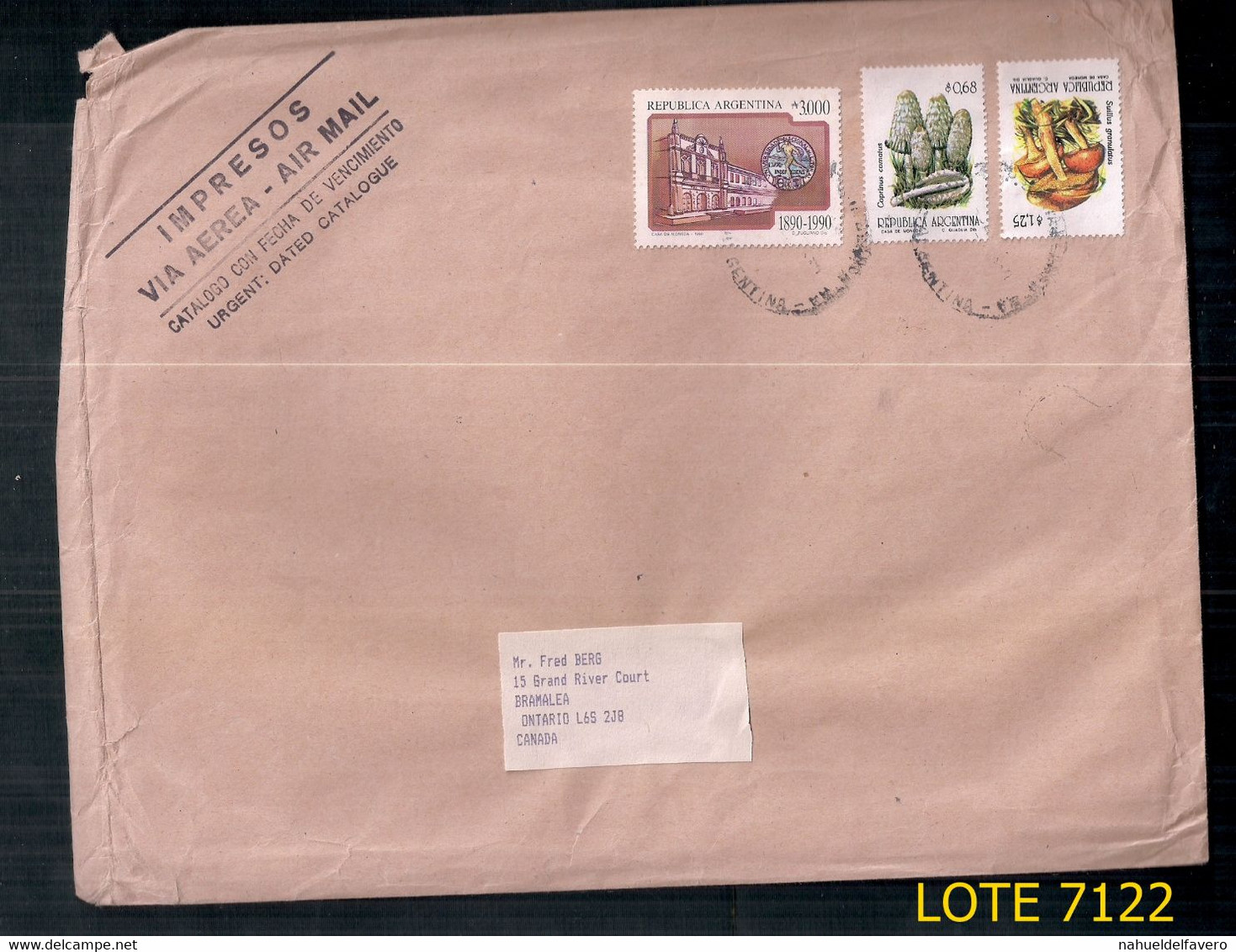 ARGENTINE 1992 COUVERTURE CIRCULÉE AVEC TIMBRES EN DEUX MONNAIES AUSTRALES ET PESOS CONVERTIBLES - Lettres & Documents