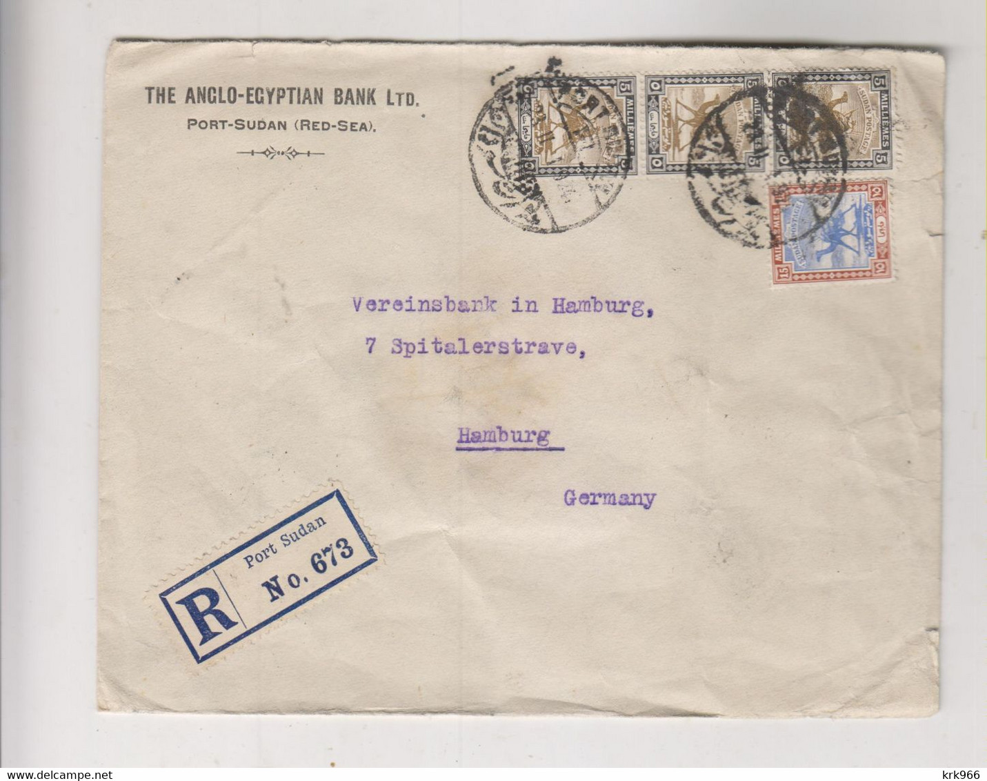 SUDAN PORT SUDAN 1924 Registered Cover To Germany - Sudan (...-1951)