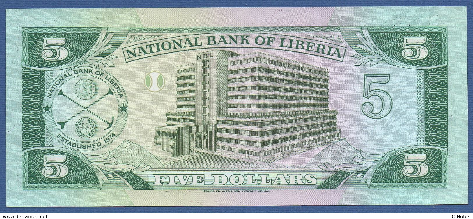 LIBERIA - P.20 – 5 Dollars 06.04.1991 UNC, Serie AH7802176 - Liberia