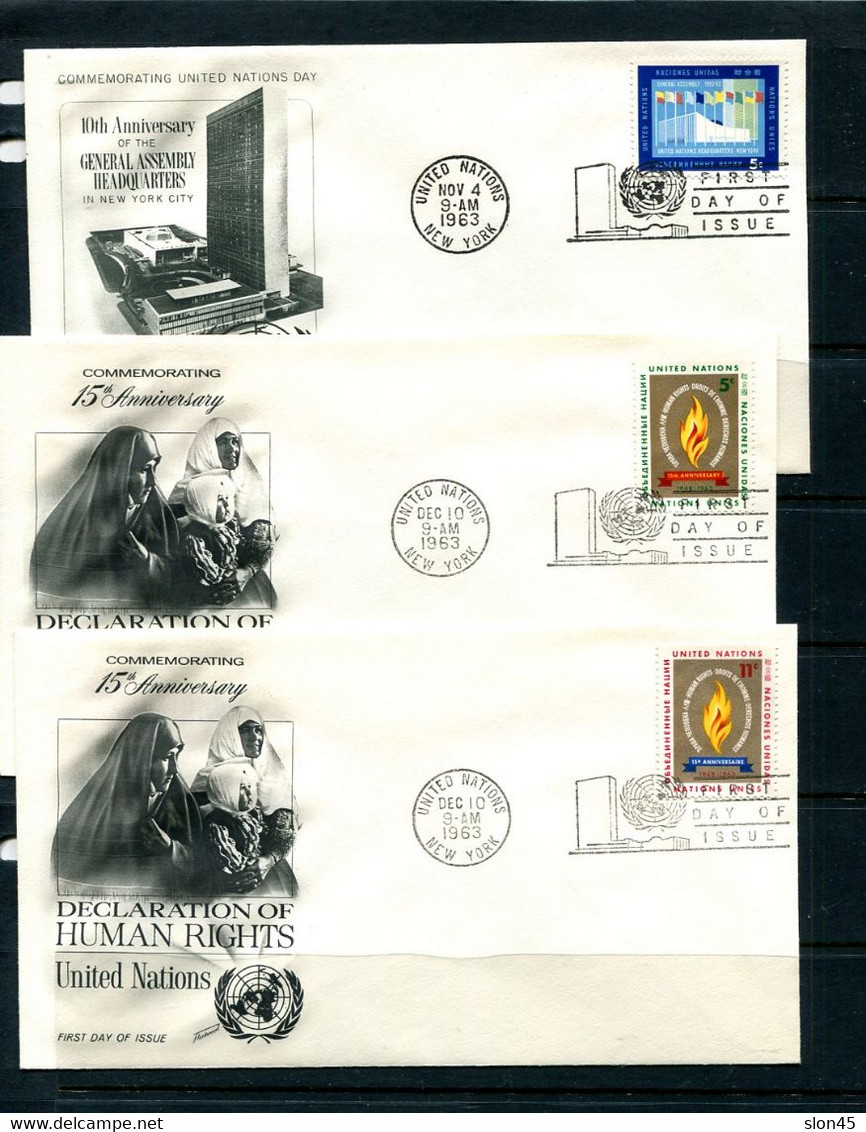 UN 1963 Accumulation 9 First Day Of Issue Covers Sc 114-122 Used 11870 - Collections, Lots & Series