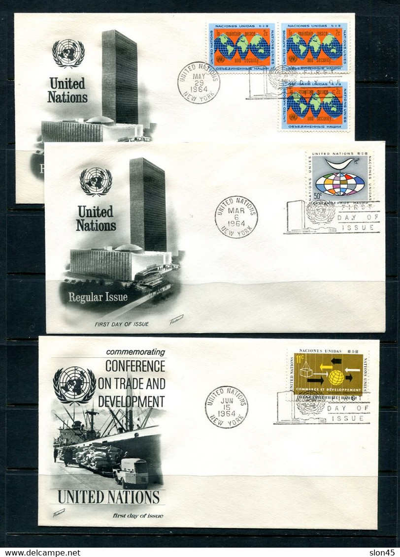 UN 1964 Accumulation 16 First Day Of Issue Covers Complete Year Used 11871 - Collections, Lots & Séries