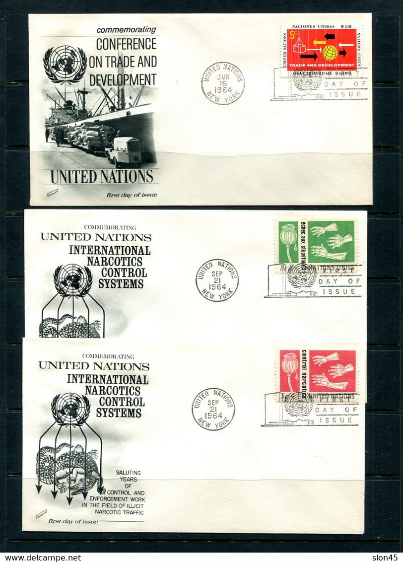 UN 1964 Accumulation 16 First Day Of Issue Covers Complete Year Used 11871 - Collections, Lots & Séries