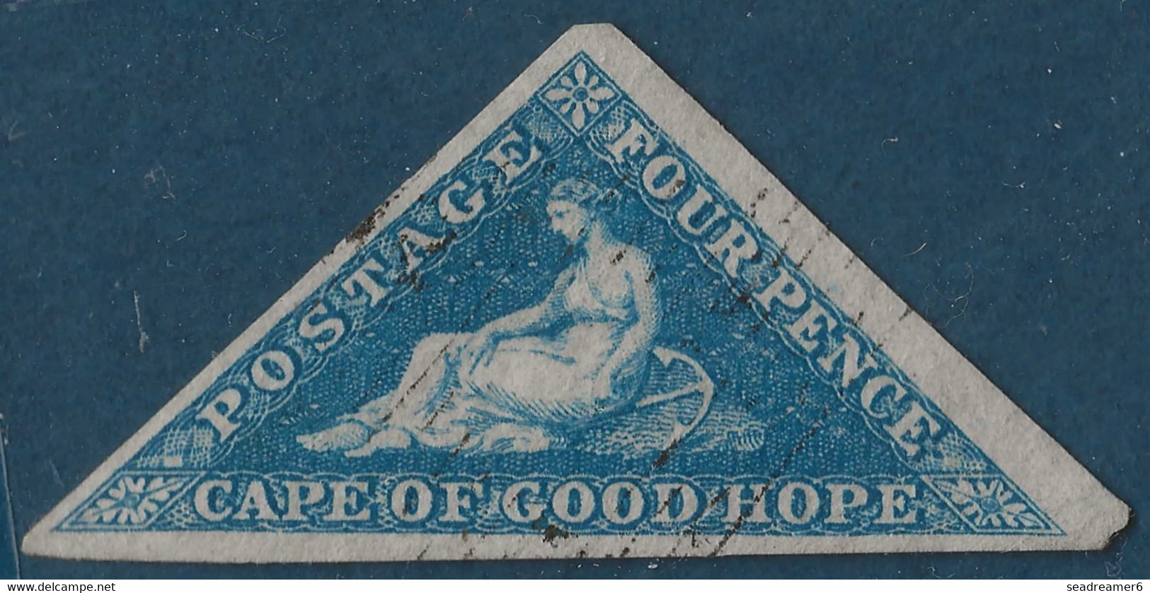 Cap Of Good Hope N°2 (gibbons N°2 ) 4 Pence Bleu Papier Bleu Belles Marges Petit BDfeuille Frappe Légère Signé Calves - Kaap De Goede Hoop (1853-1904)