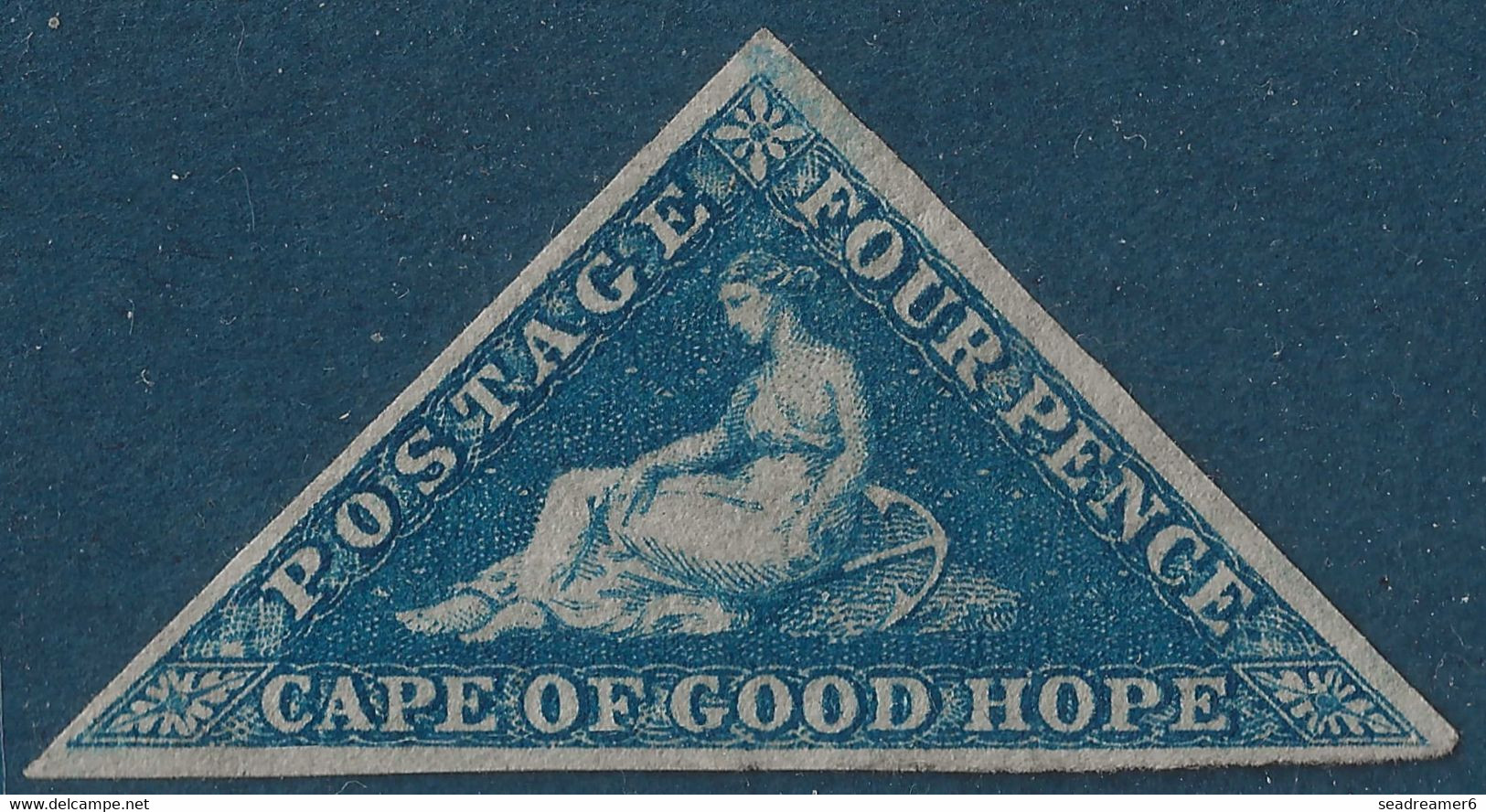 Cap Of Good Hope N°4 (gibbons N°6a ) 4 Pence Bleu (  ) Neuf Sans Gomme Papier Blanc Belles Marges Signé Calves - Kap Der Guten Hoffnung (1853-1904)