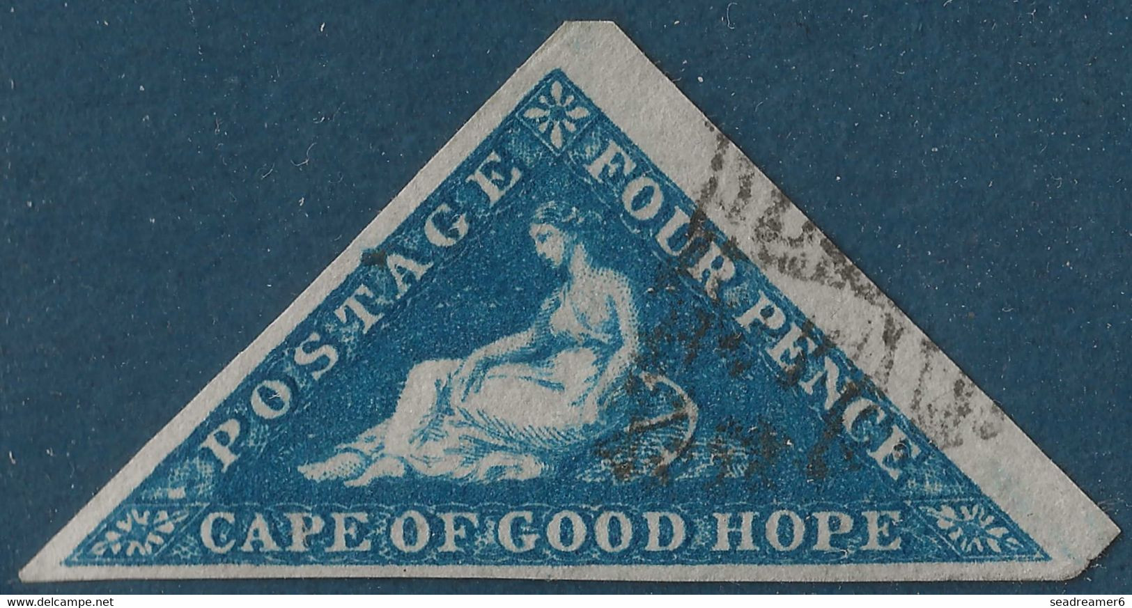 Cap Of Good Hope N°8 (blue Gibbons N°19a) 4 Pence Bleu Petit BDFeuille Oblitération Légère Superbe Signé Calves - Cape Of Good Hope (1853-1904)