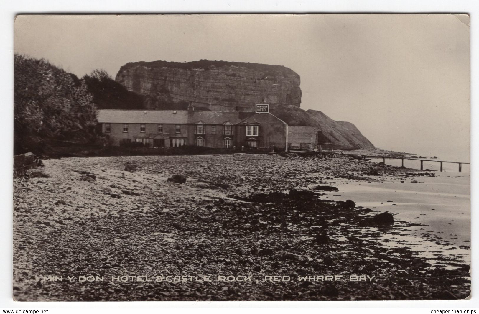 RED WHARF BAY - Min Y Don Hotel & Castle Rock - Photographic Card - Anglesey