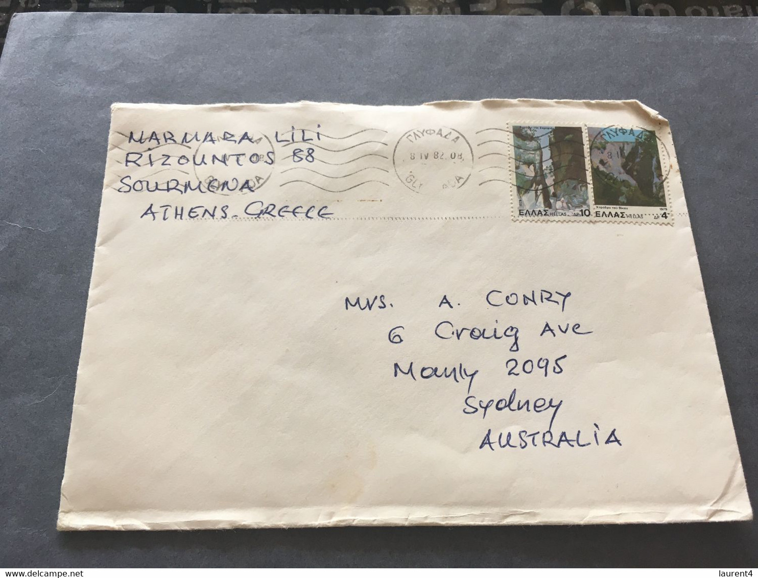 (3 C 19) Greece Cover Posted To Australia (2 Covers) - Lettres & Documents