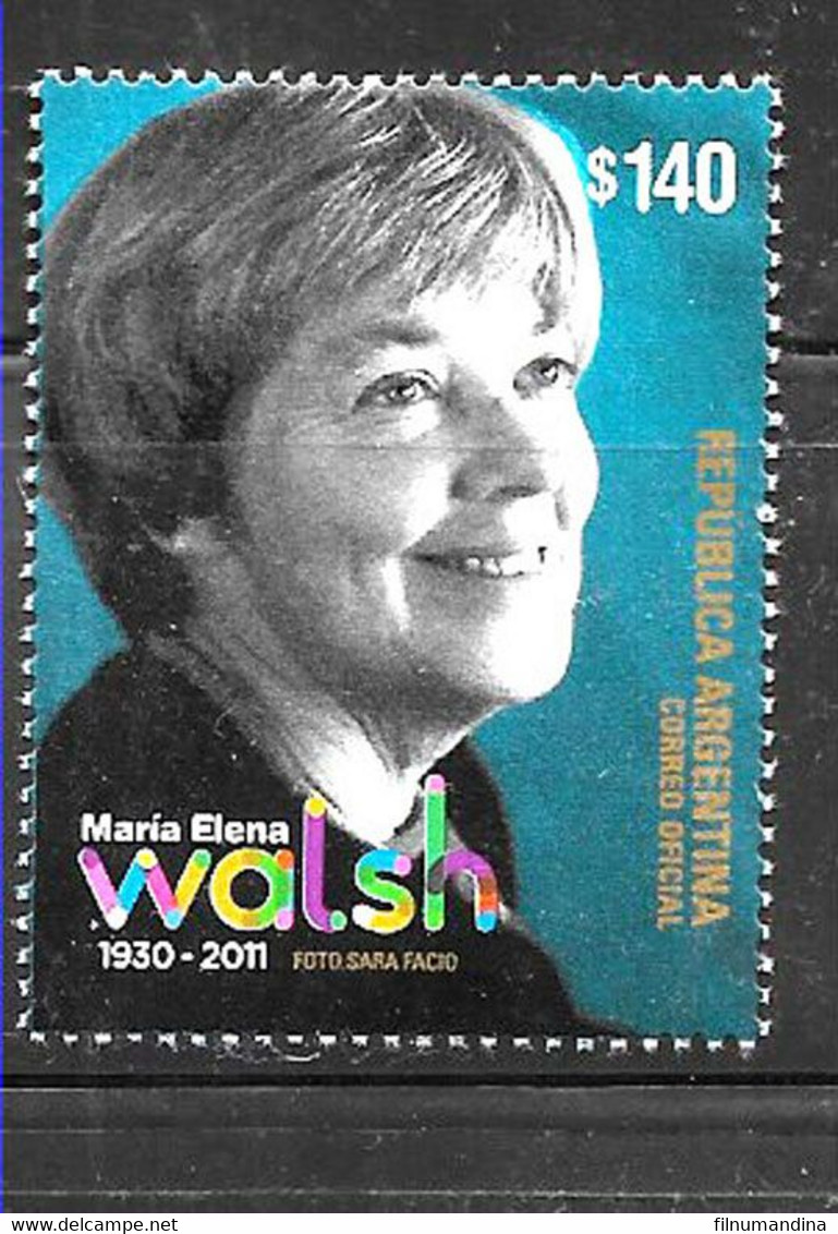 #10071 ARGENTINE,ARGENTINA 2021 MARIA E WALSH LITERATURE WRITER POETIST SINGER CHILD SONGS MNH - Ungebraucht