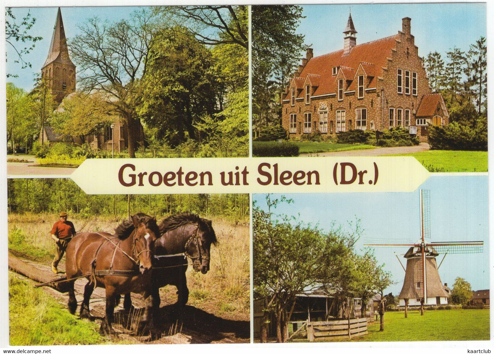 Groeten Uit Sleen - (Drenthe, Nederland / Holland) - Molen, Paarden Bosbouw, Kerk, Gem. Huis - Coevorden