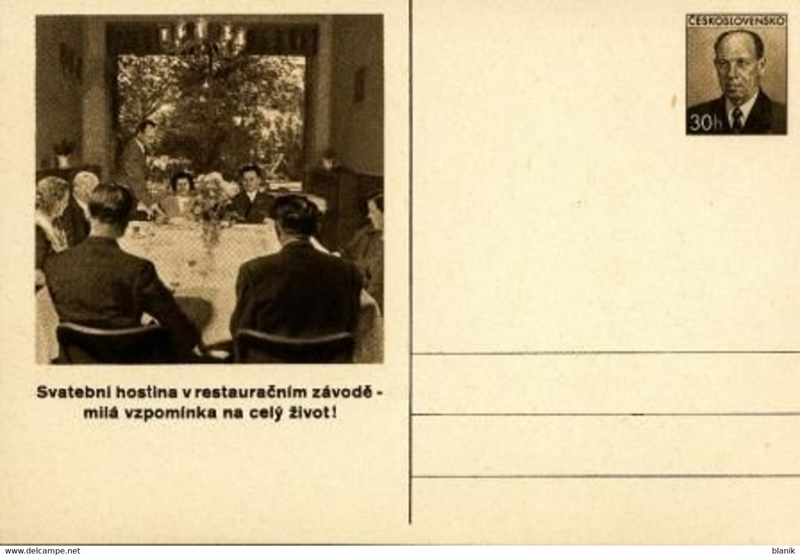 CDV 117 / 06 ** - 1953 ■ Postkarte - Dopisnice ■ Antonín Zápotocký ■ Restaurant ■ Hochzeit - Svatba - Unclassified