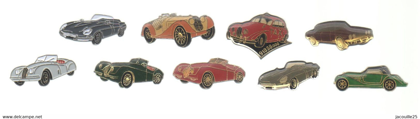 PINS PIN'S AUTO 538 JAGUAR TYPE E AUTOMOBILE CABRIOLET TAXI LOT 9 PINS - Jaguar