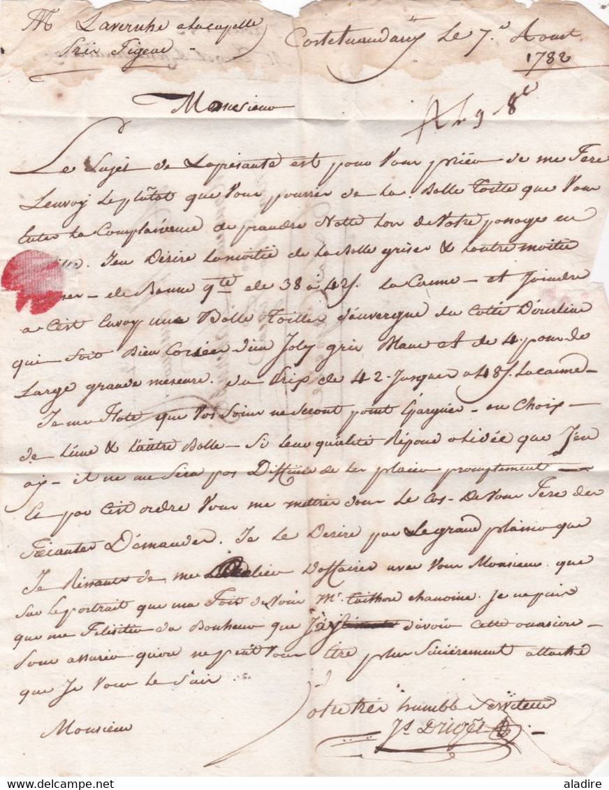 1782 - Marque Postale CASTELNAUDARY Sur Lettre Pliée Avec Correspondance  Vers  LA CAPELLE Près Figeac - 1701-1800: Précurseurs XVIII