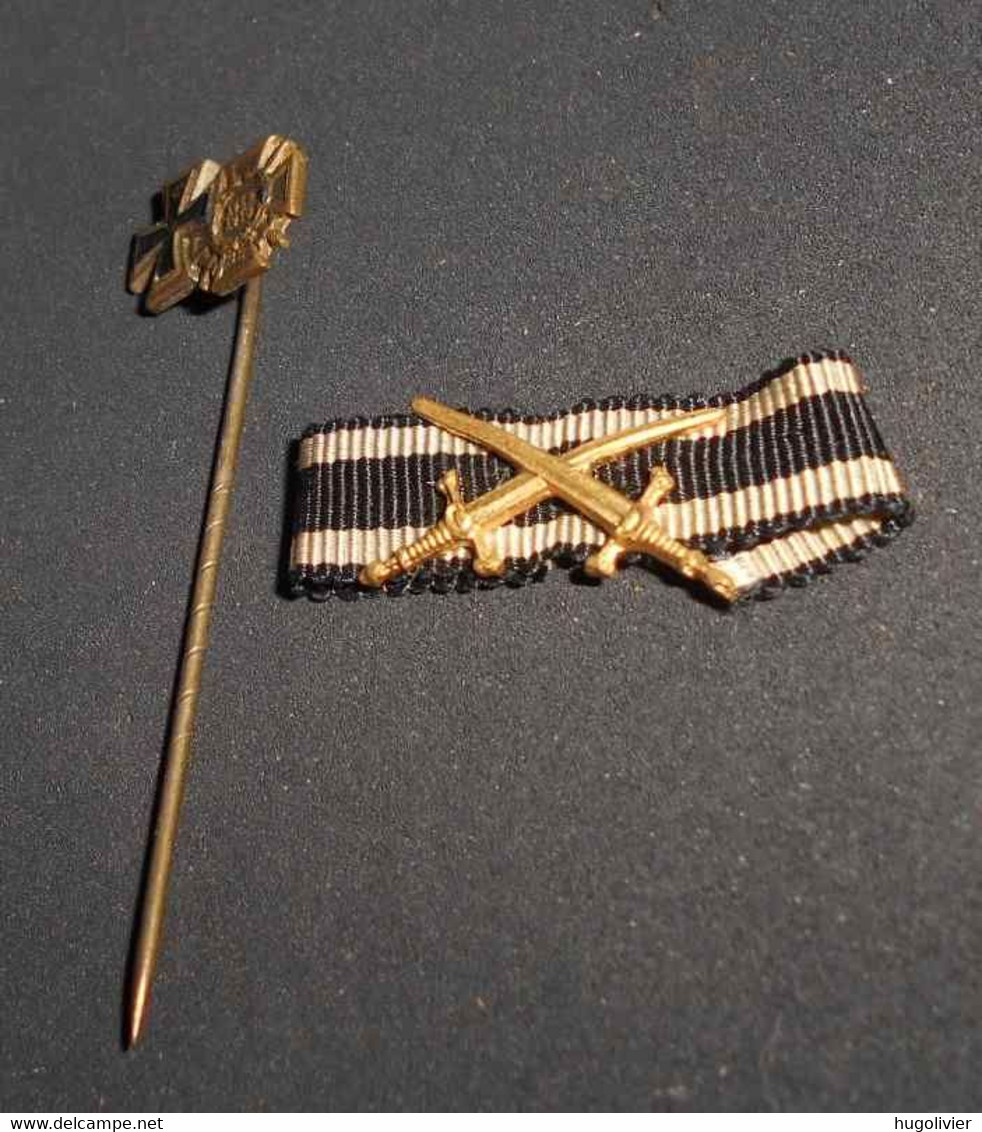 Lot Epinglette Broche Croix De Fer 1914 Croix De Guerre 1914 1918 Réductions, Mini Ruban Chevalier Ordre Empire Allemand - Deutsches Reich